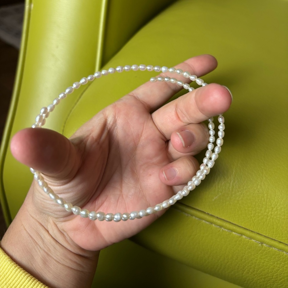 Genuine Freshwater Pearl Wrap Bracelet Spring Stretch Minimalist Stackable - Picture 4 of 5